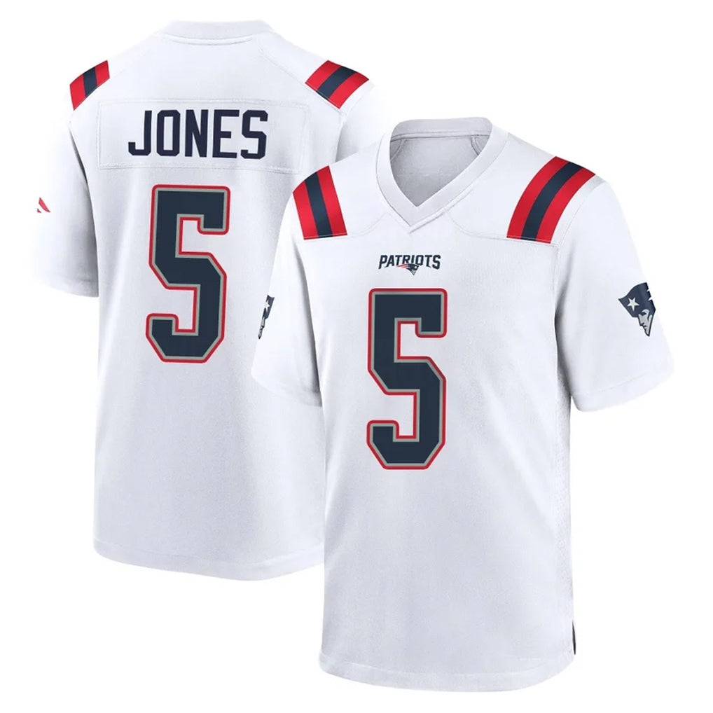 NE.Patriots #5 Dre'Mont Jones Player White Home Game Jdoa Stitched Jerseys