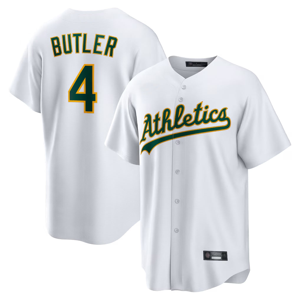 Athletics #4 Lawrence Butler Player White Home Game Jdoa Stitched Jerseys