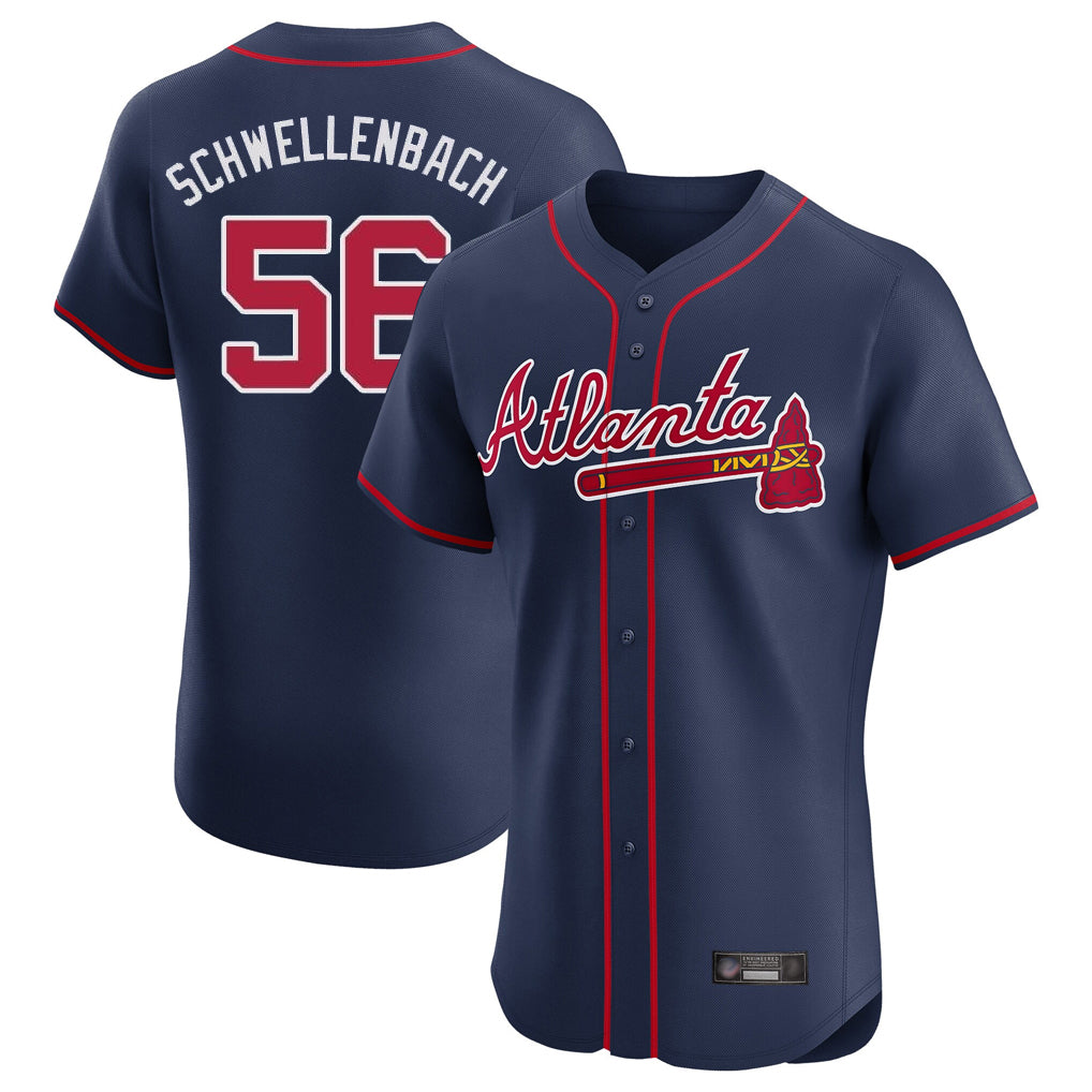 A.Braves #56 Spencer Schwellenbach Player Navy Limited Elite Home Game Jdoa Stitched Jerseys