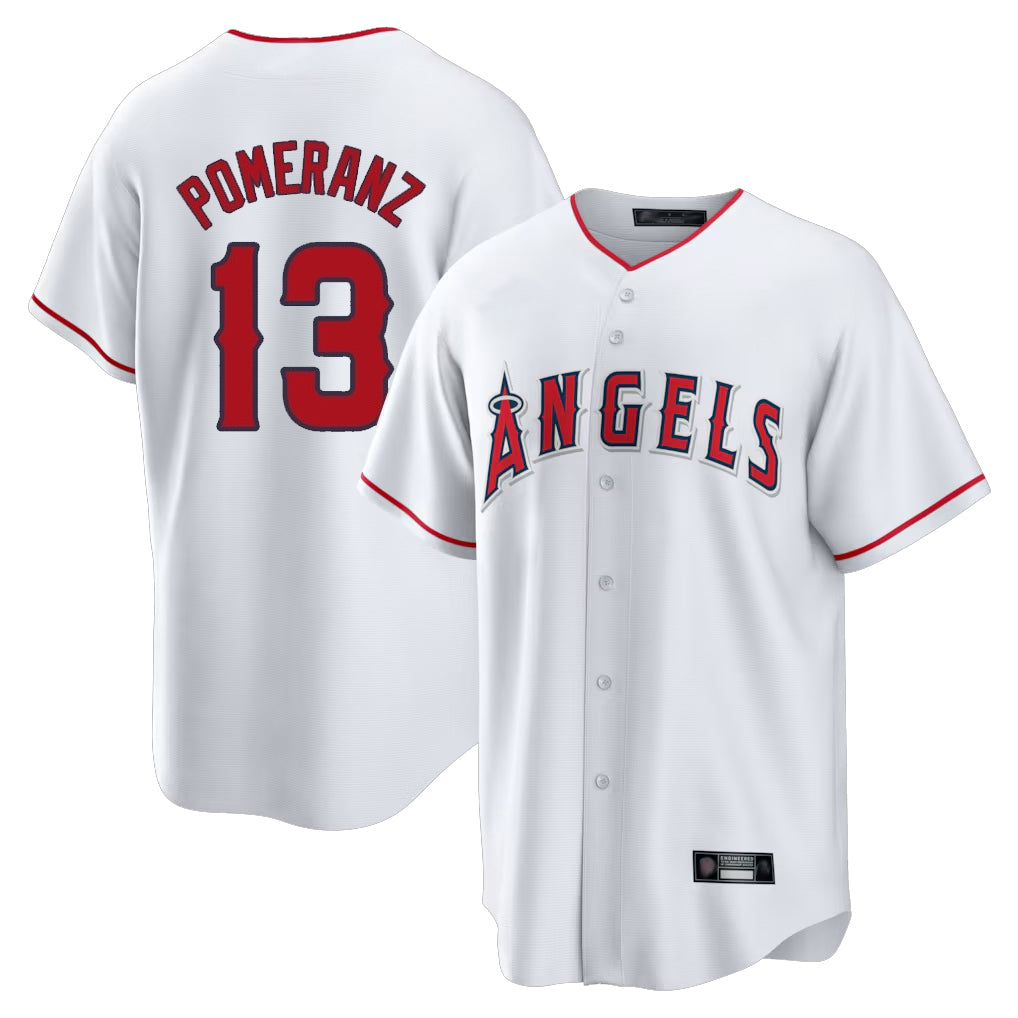 LA.Angels #13 Drew Pomeranz Player White Home Game Jdoa Stitched Jerseys