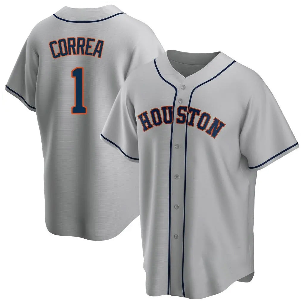 H.Astros #1 Carlos Correa Player Gray Home Game Jdoa Stitched Jerseys