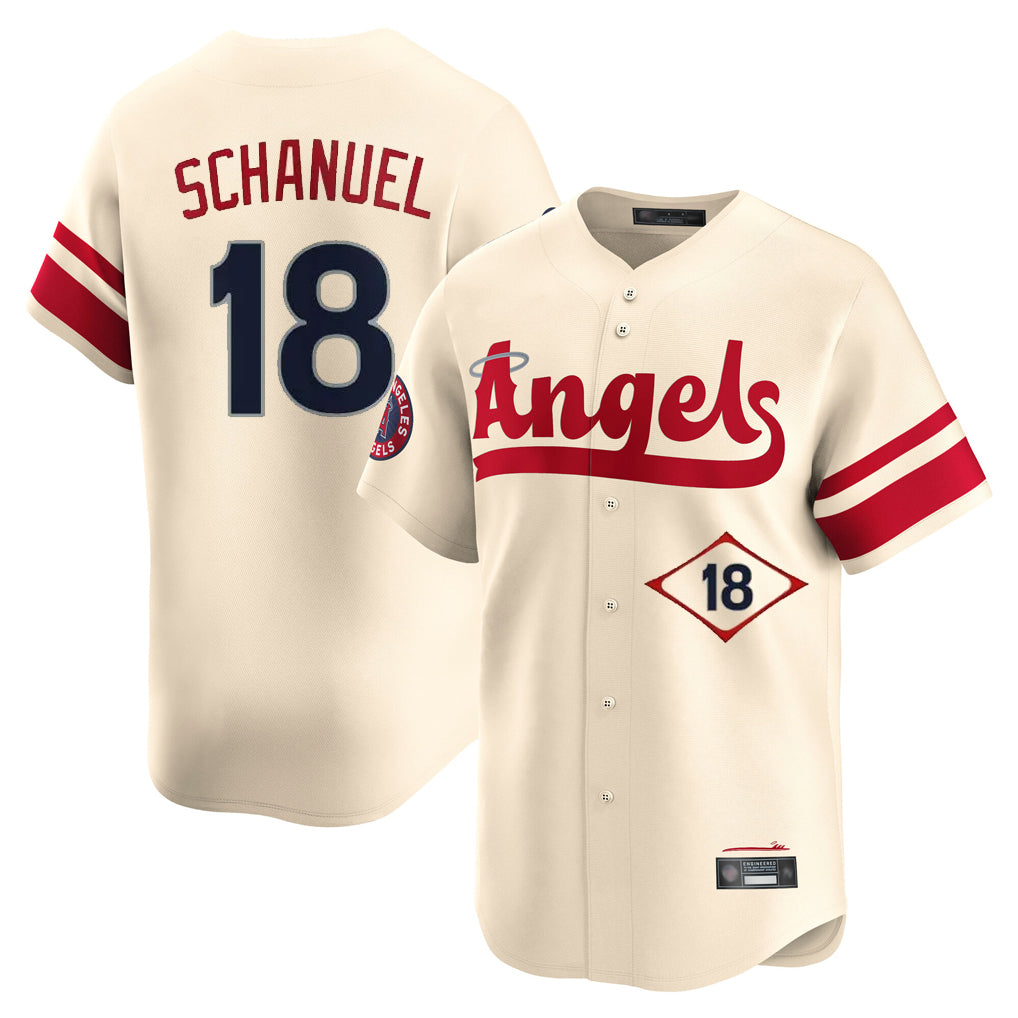 LA.Angels #18 Nolan Schanuel Player Cream City Connect Limited Home Jdoa Stitched Jerseys
