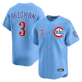 C.Cubs #3 Alex Bregman Player Light Blue Limited Home Jdoa Stitched Jerseys