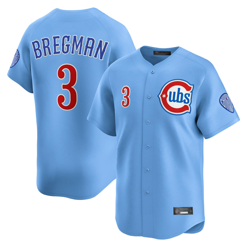 C.Cubs #3 Alex Bregman Player Light Blue Limited Home Jdoa Stitched Jerseys