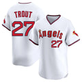 LA.Angels #27 Mike Trout Player White T-shirt Home Limited Jdoa Stitched Jerseys