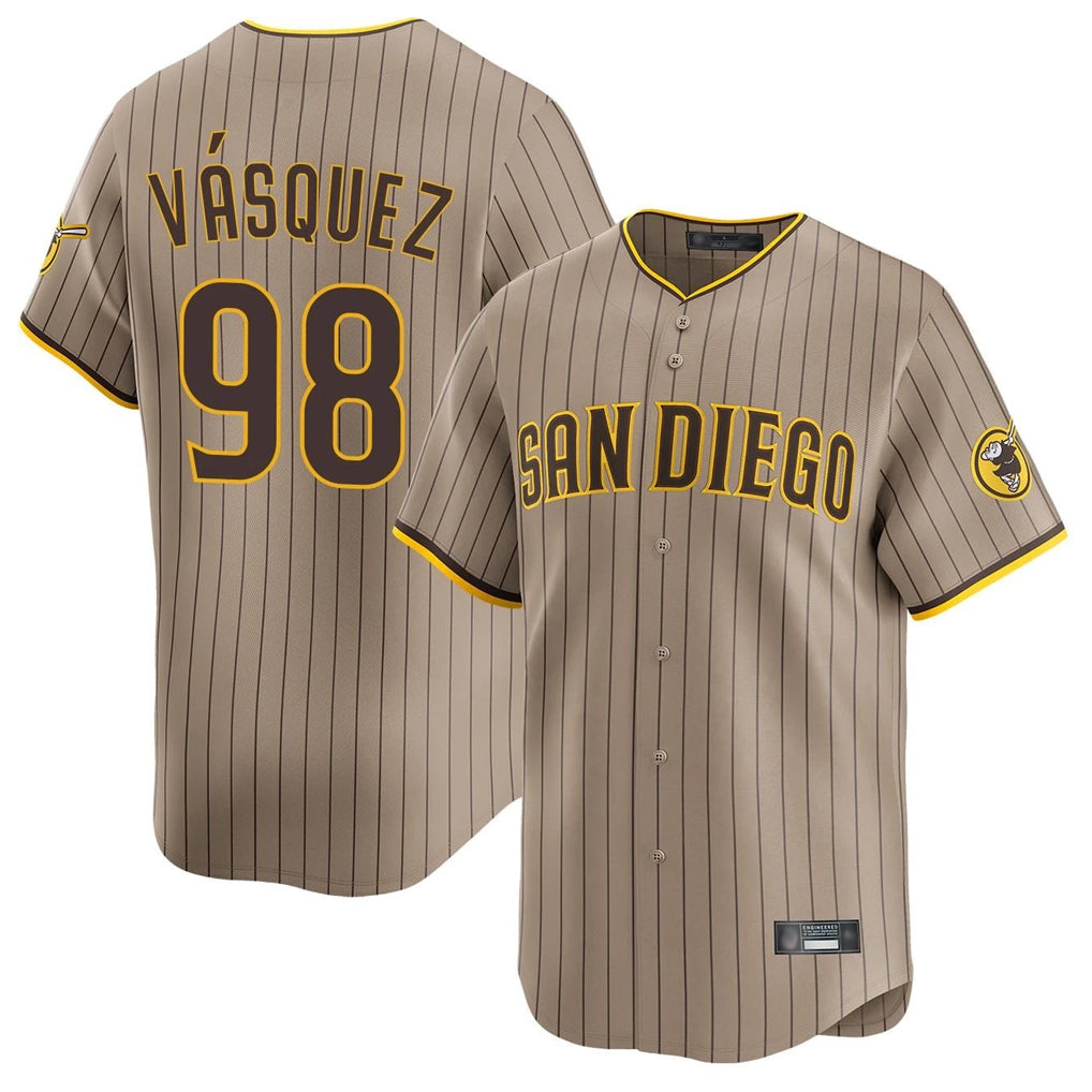 S.Diego Padres #98 Randy Vasquez Player Khaki Home Limited Jdoa Stitched Jerseys