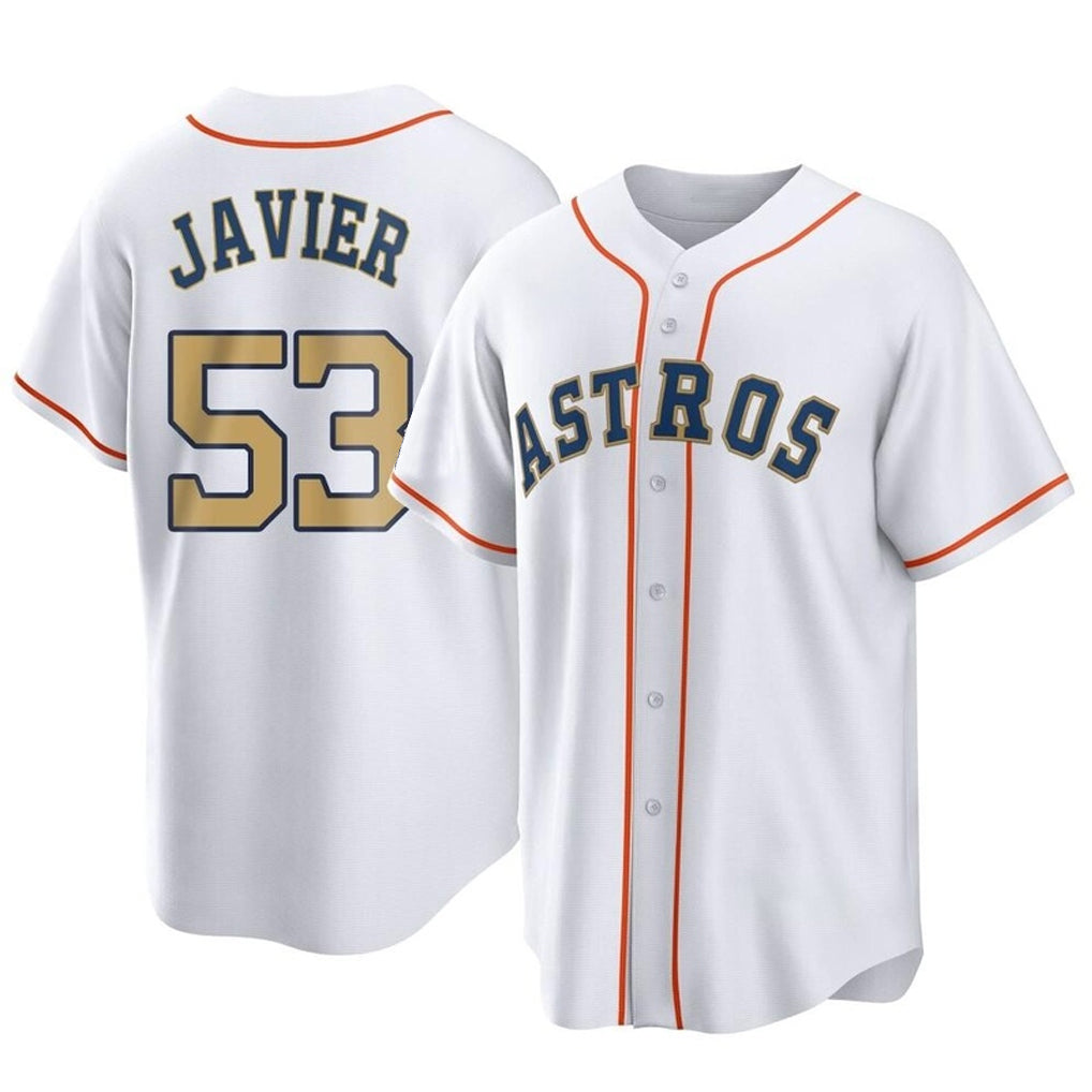 H.Astros #53 Cristian Javier Player Gold Collection Game Home Jdoa Stitched Jerseys