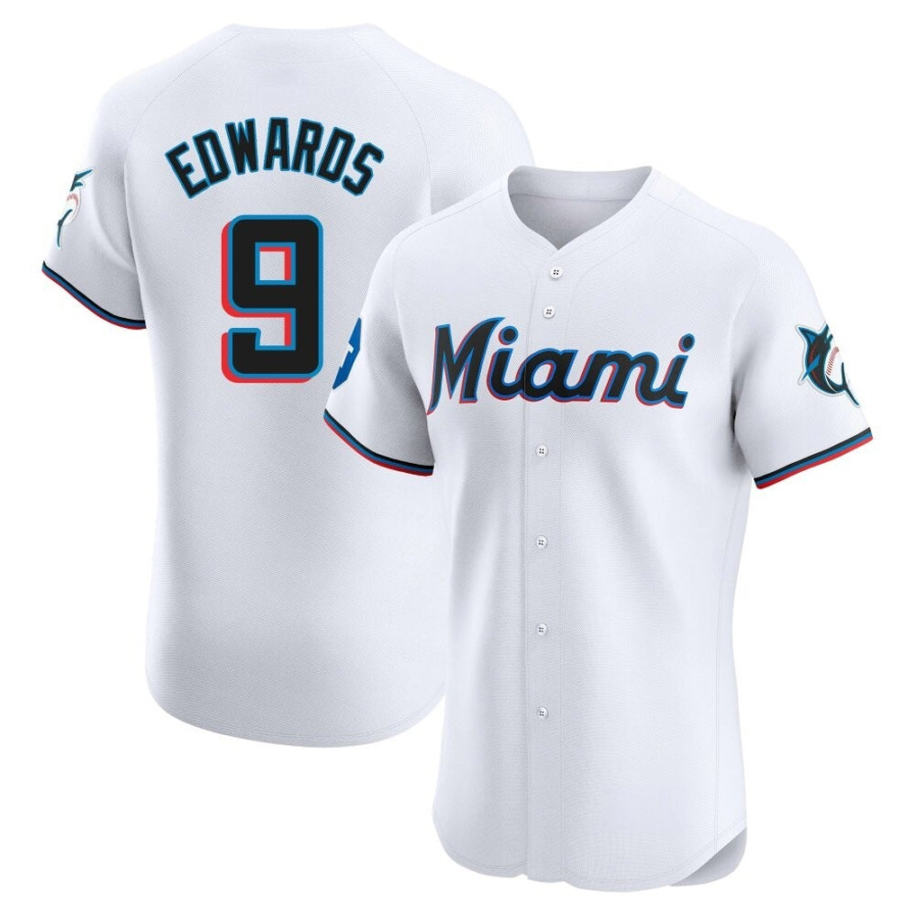 M.Marlins #9 Xavier Edwards Player White  Home Limited Elite Jdoa Stitched Jerseys