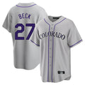 C.Rockies #27 Jordan Beck Player Gray Game Home Jdoa Stitched Jerseys