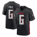 A.Falcons #6 Nick Folk Player Black Home Game Jdoa Stitched Jerseys