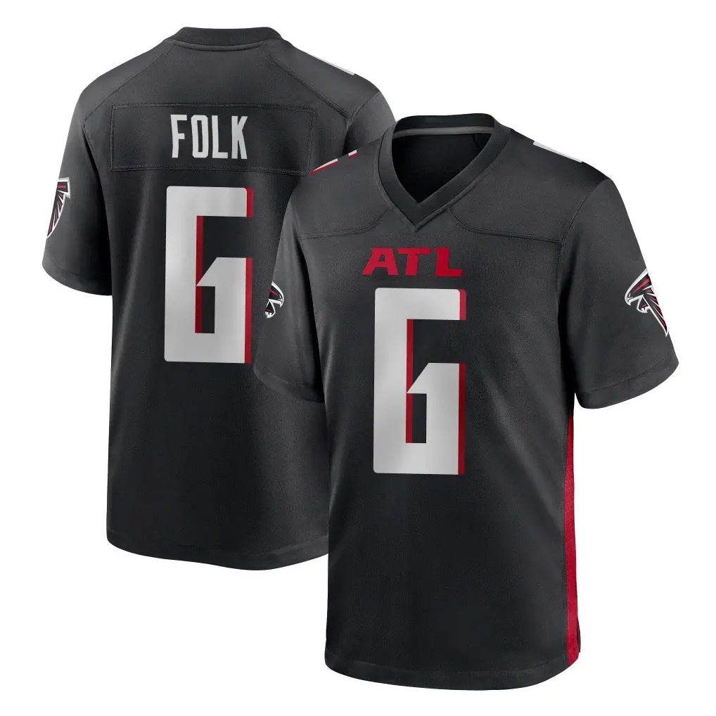 A.Falcons #6 Nick Folk Player Black Home Game Jdoa Stitched Jerseys