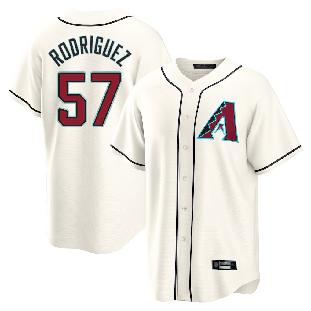 A.Diamondbacks #57 Eduardo Rodriguez Player Cream Home Game Jdoa Stitched Jerseys