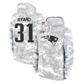 NE.Patriots #31 Kevin Byard Player Arctic Camo Salute to Service Pullover Hoodies Limited Game Jdoa Stitched Jerseys
