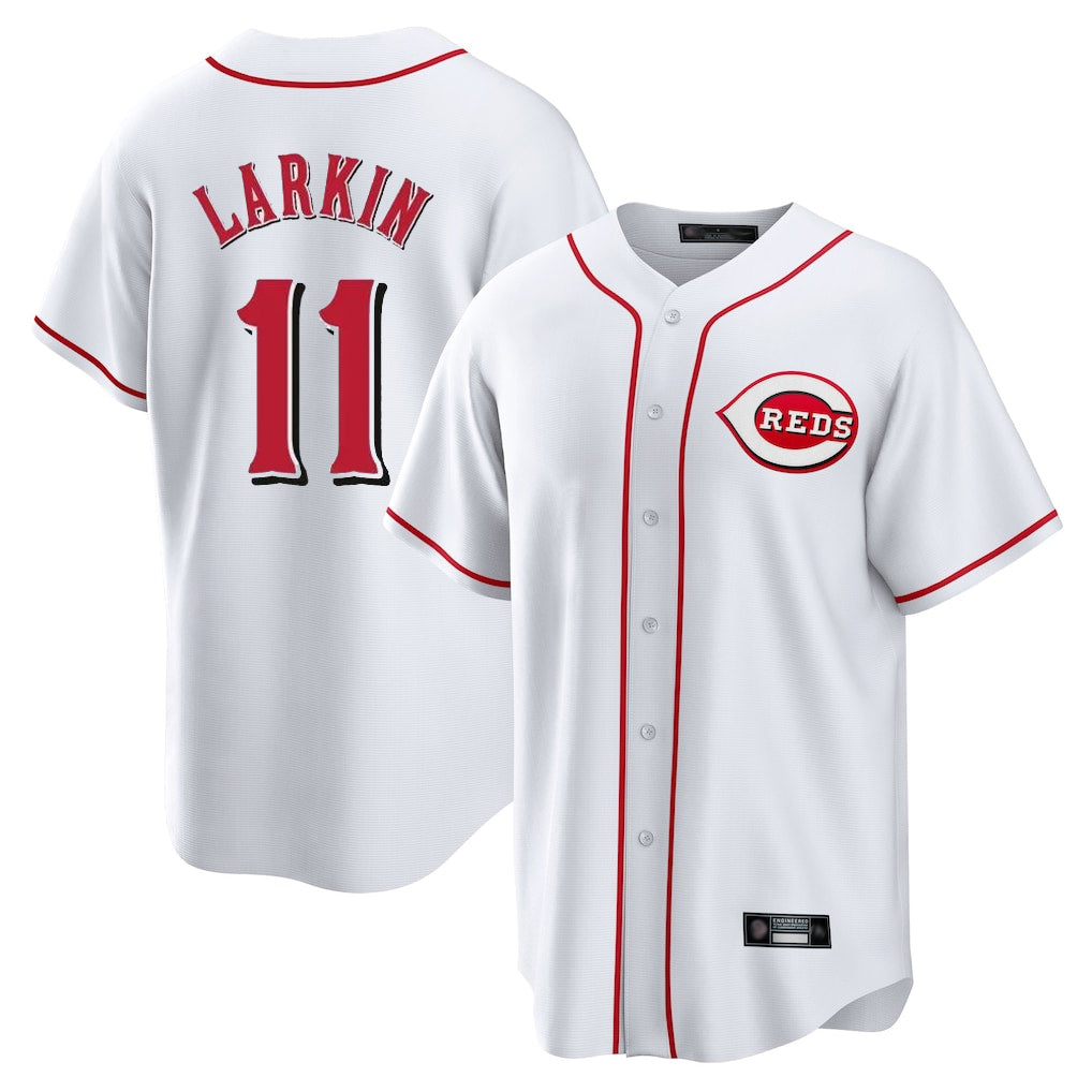 C.Reds #11 Barry Larkin Player White Game Home Jdoa Stitched Jerseys