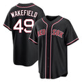 B.Red Sox #49 Tim Wakefield Player Black Out Home Game Jdoa Stitched Jerseys