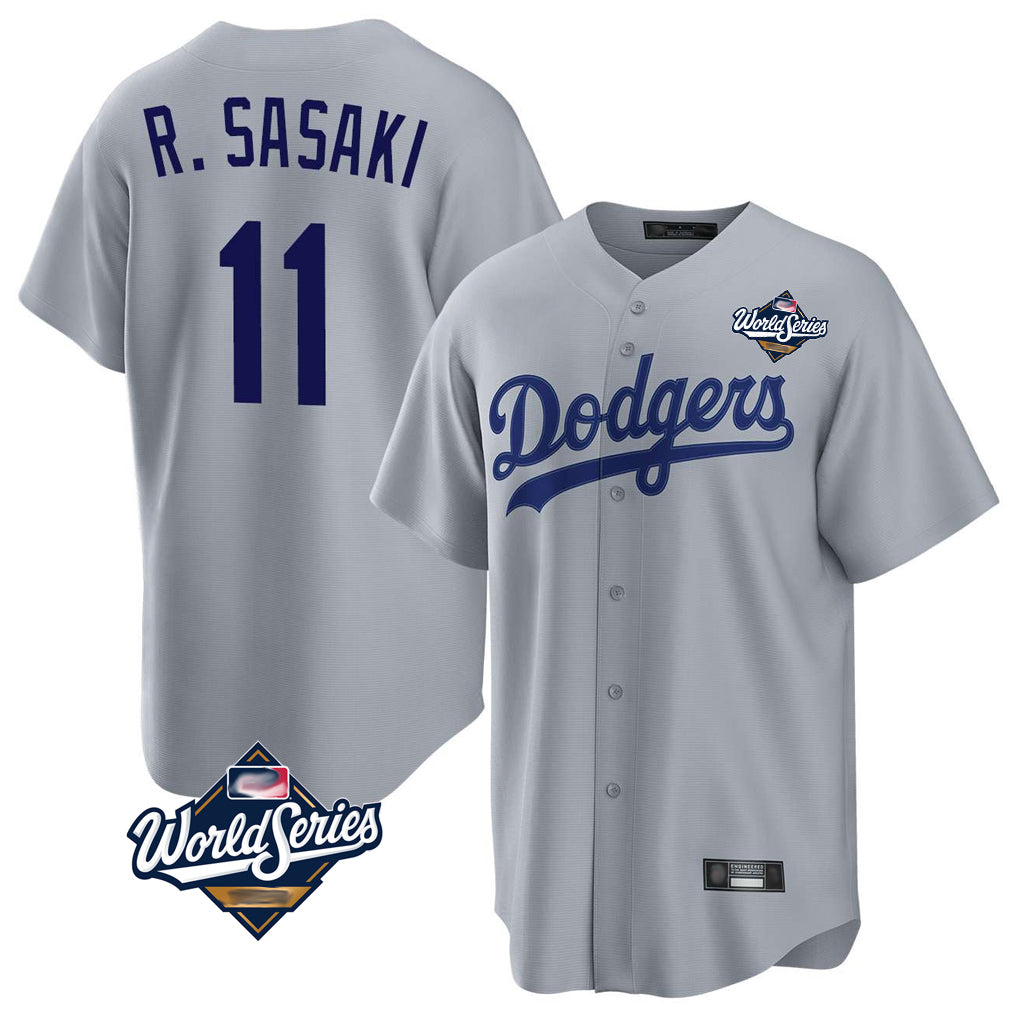 LA.Dodgers #11 Roki Sasaki Player Gray World Series Game Jdoa Stitched Jerseys
