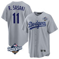 LA.Dodgers #11 Roki Sasaki Player Gray World Series Game Jdoa Stitched Jerseys