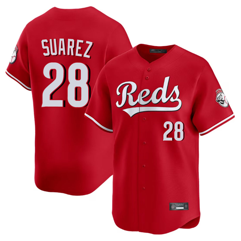 C.Reds #28 Eugenio Su¨¢rez Player Red Home Limited Jdoa Stitched Jerseys