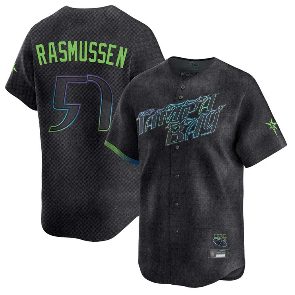 T.Bay Rays #57 Drew Rasmussen Player Black City Connect Home Limited Jdoa Stitched Jerseys