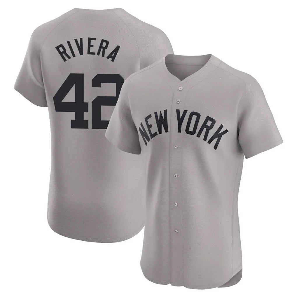 NY.Yankees #42 Mariano Rivera Player Gray Limited Elite Home Jdoa Stitched Jerseys