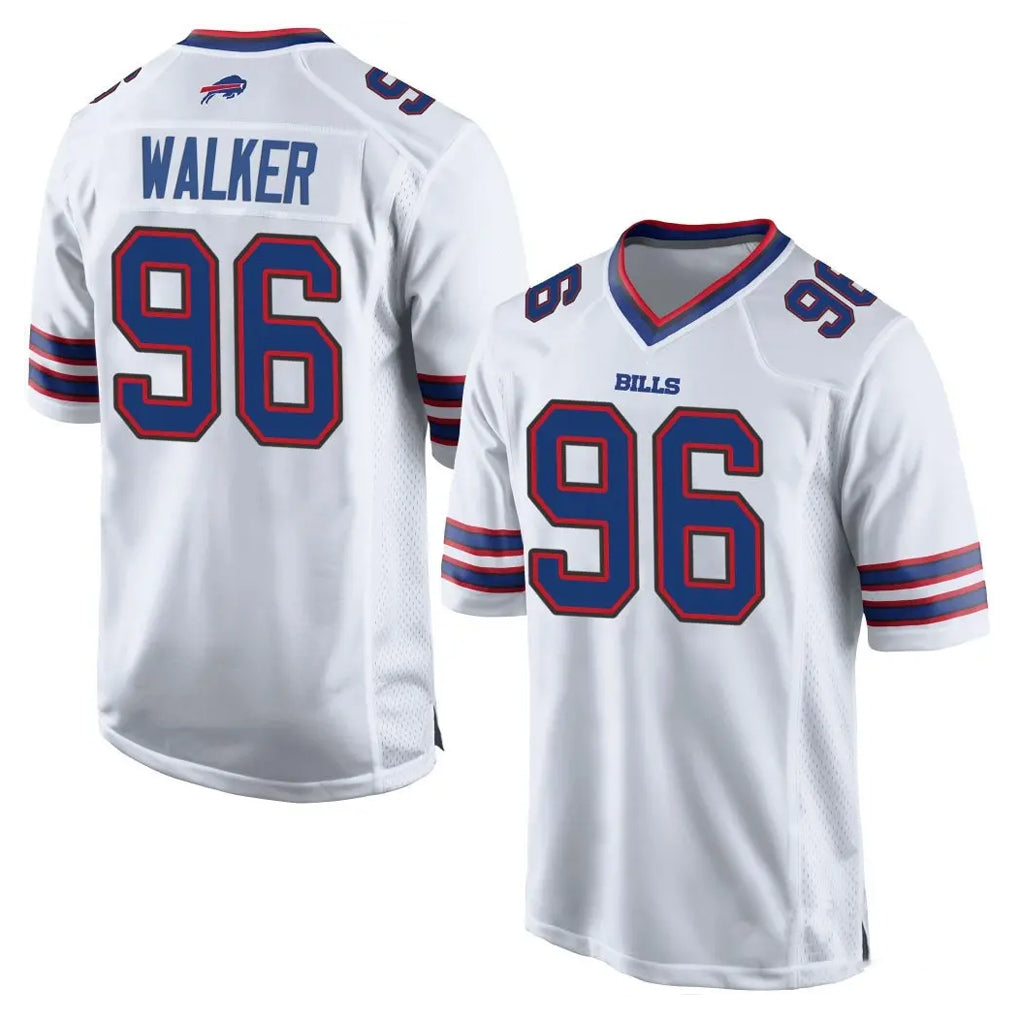 B.Bills #96 Deone Walker Player White Home Game Jdoa Stitched Jerseys