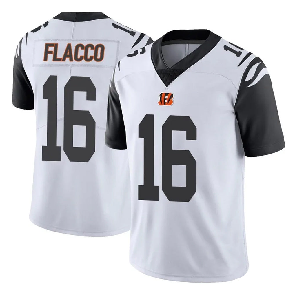 C.Bengals #16 Joe Flacco Player White Color Rush Vapor Untouchable Limted Home Game Jdoa Stitched Jerseys