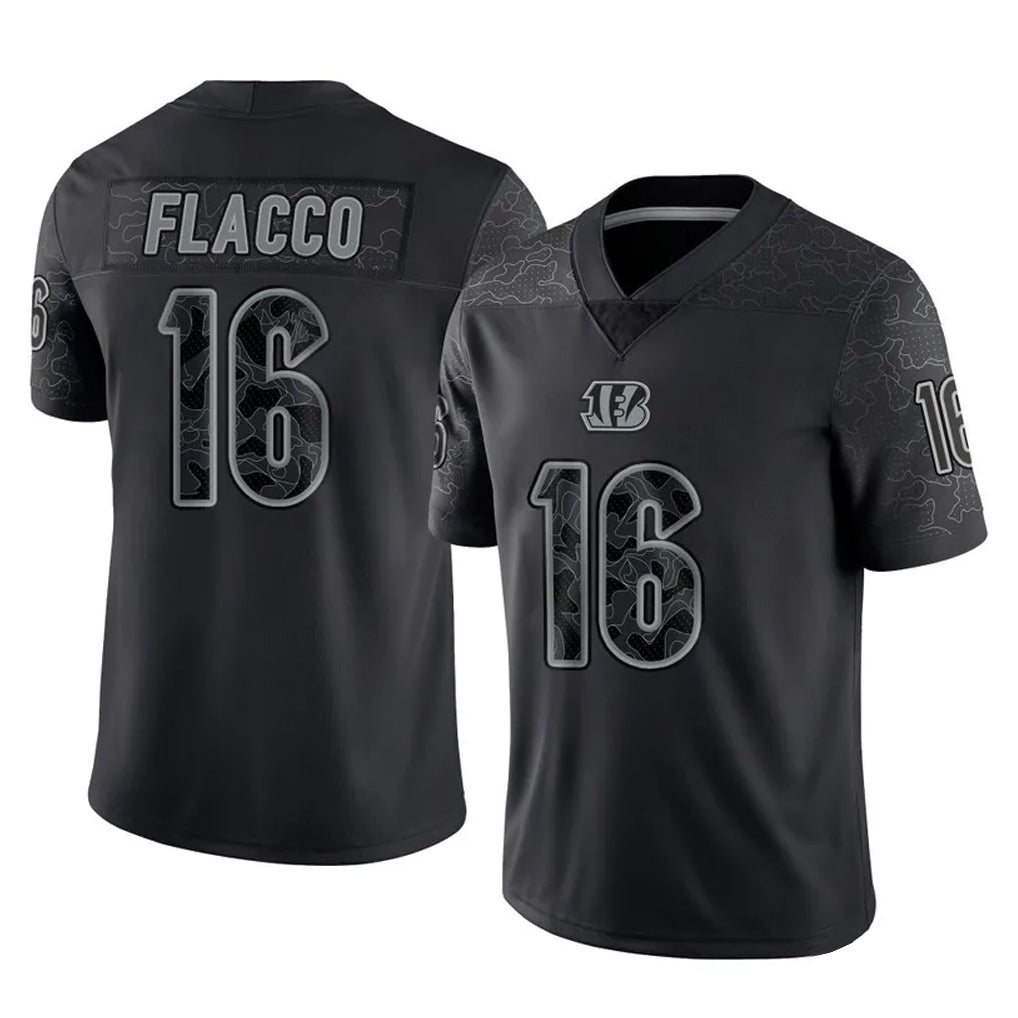 C.Bengals #16 Joe Flacco Player Black Reflective Limited Game Jdoa Stitched Jerseys