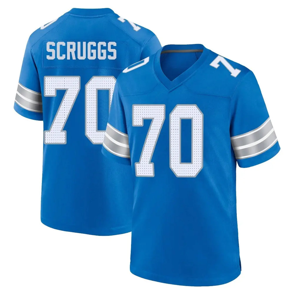 D.Lions #70 Juice Scruggs Player Blue Alternate Home Game Jdoa Stitched Jerseys