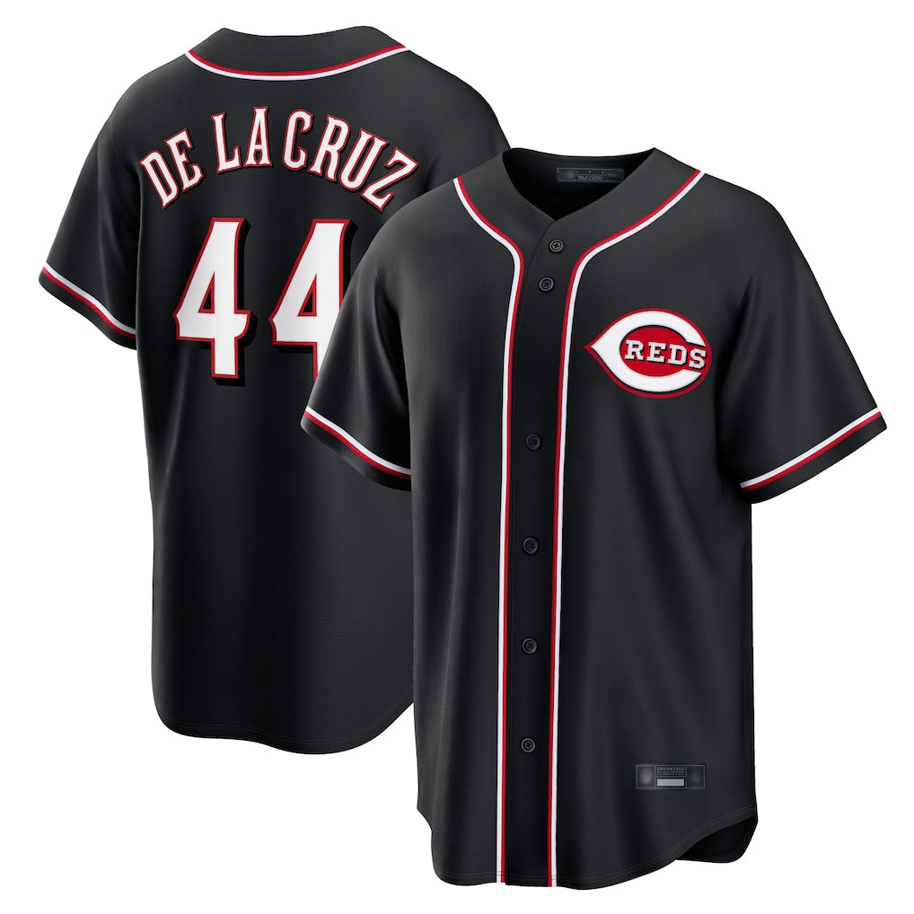 C.Reds #44 Elly De La Cruz Player Black Fashion Out Home Game Jdoa Stitched Jerseys