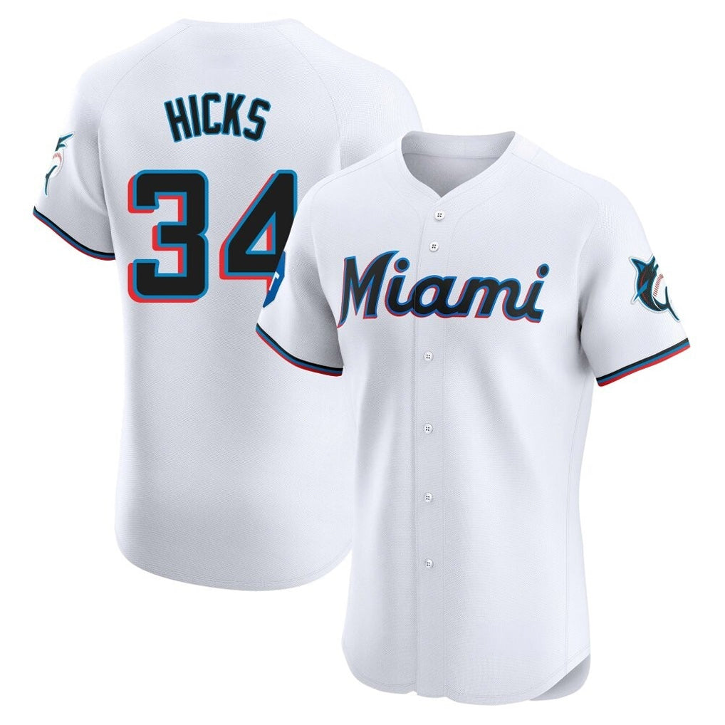 M.Marlins #34 Liam Hicks Player White  Home Limited Elite Jdoa Stitched Jerseys