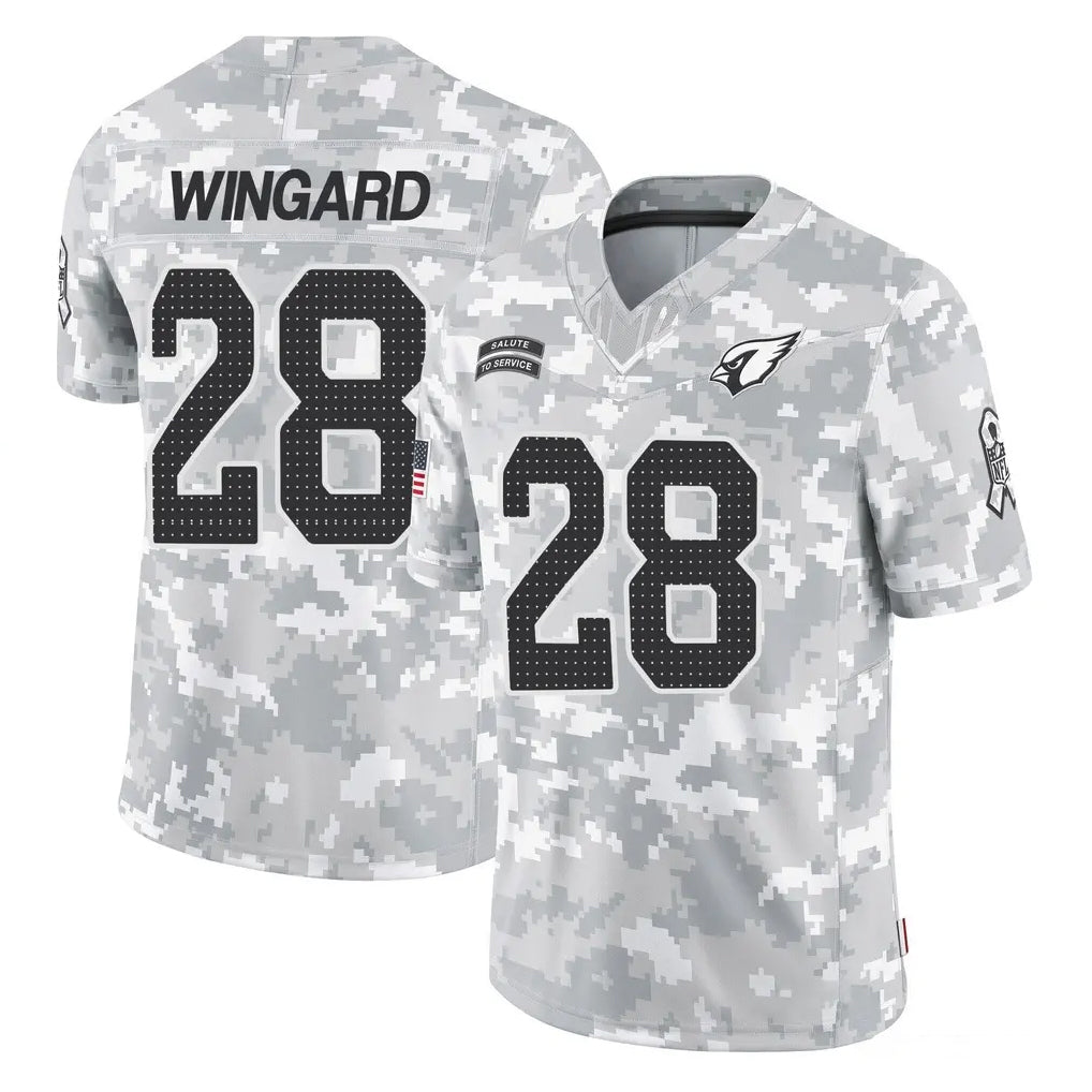A.Cardinals #28 Andrew Wingard Player Arctic Camo Limited Salute To Service Home Game Jdoa Stitched Jerseys