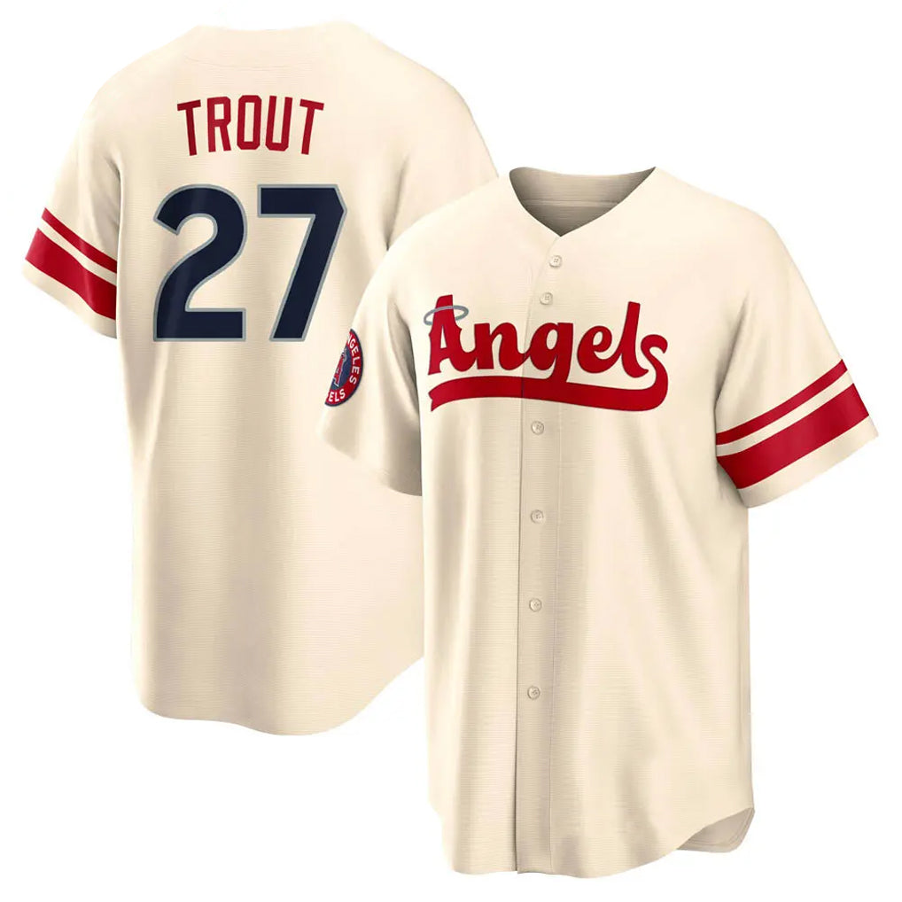 LA.Angels #27 Mike Trout Player Cream City Connect Home Jdoa Stitched Jerseys