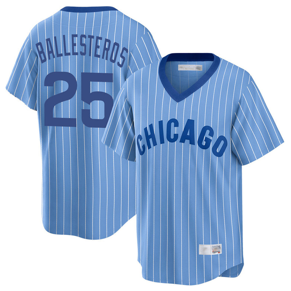 C.Cubs #25 Mois¨¦s Ballesteros Player Blue T-shirt Cooperstown Collection Limited Jdoa Stitched Jerseys