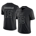 B.Bills #15 Greg Rousseau Player Black RFLCTV Limited Jdoa Stitched Jerseys