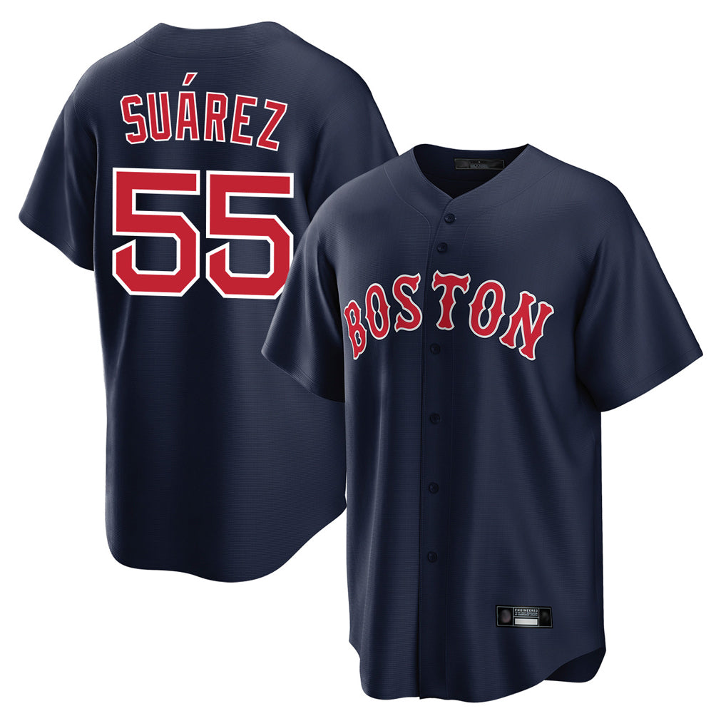 B.Red Sox #55 Ranger Su¨¢rez Player Navy Home Game Jdoa Stitched Jerseys