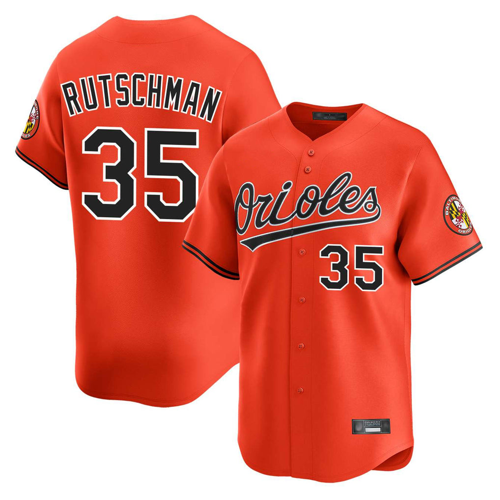 B.Orioles #35 Adley Rutschman Player Orange Limited Home Game Jdoa Stitched Jerseys