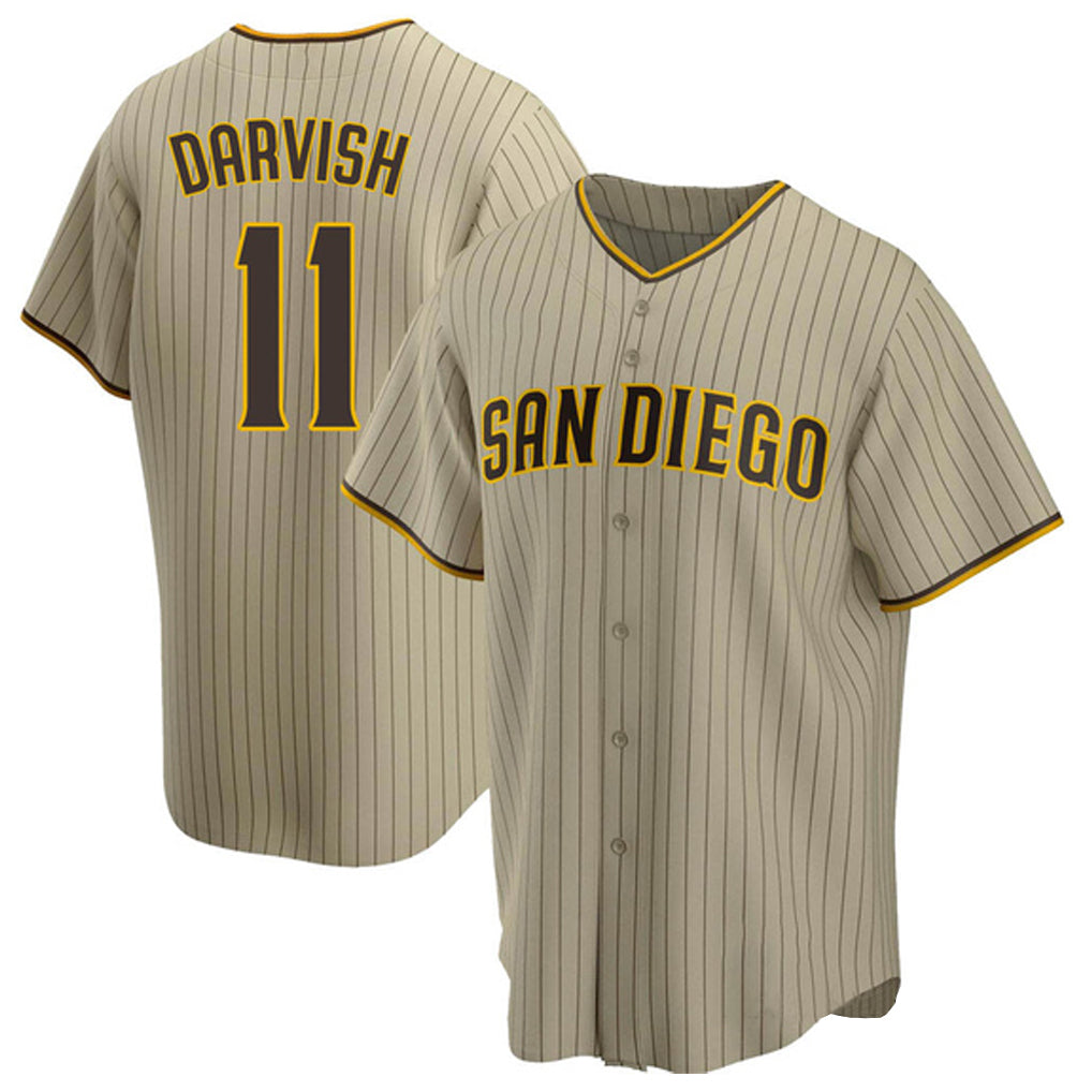 S.Diego Padres #11 Yu Darvish Player Khaki Home Game Jdoa Stitched Jerseys