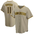 S.Diego Padres #11 Yu Darvish Player Khaki Home Game Jdoa Stitched Jerseys
