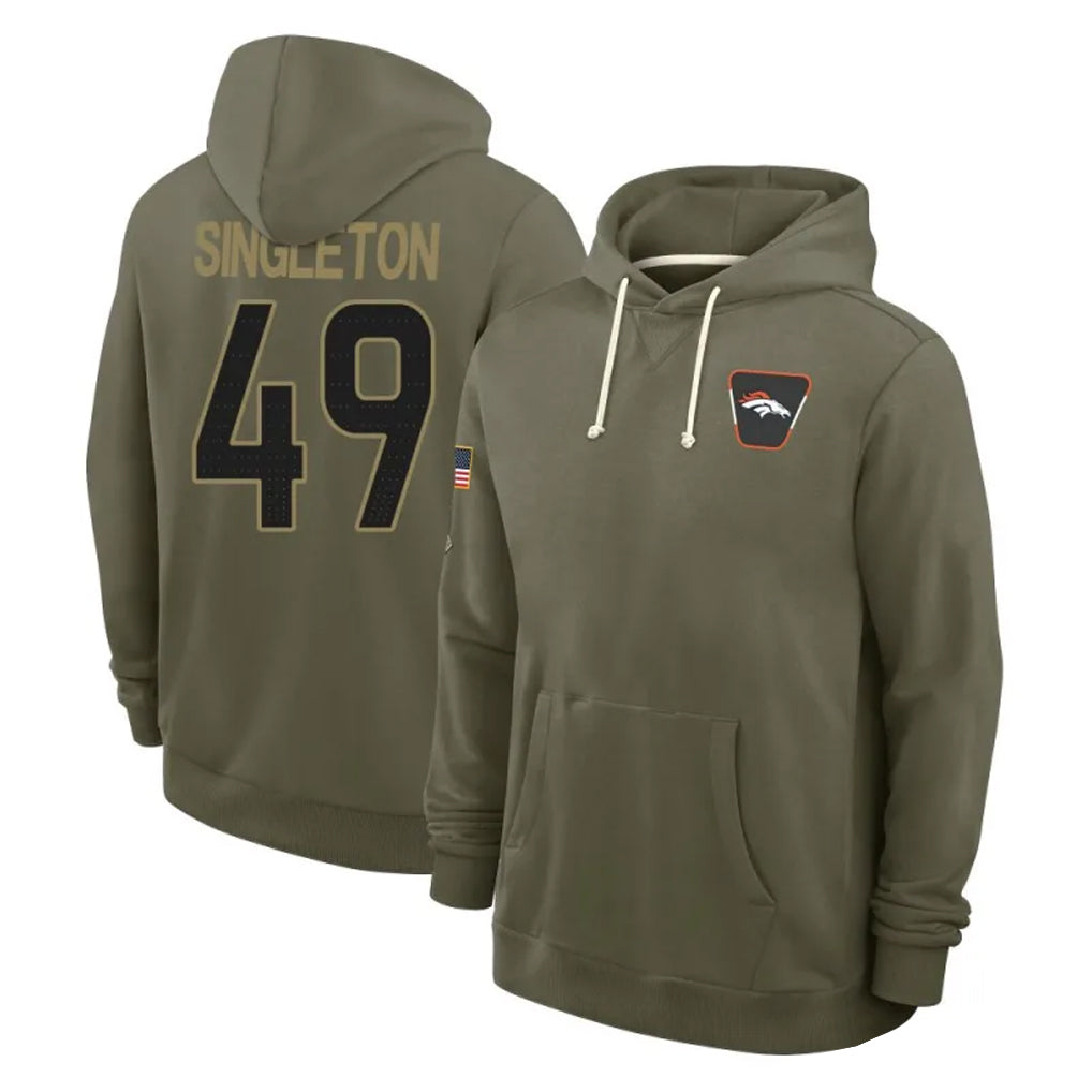 D.Broncos #49 Alex Singleton Player Olive Salute to Service Pullover Hoodies Limited Jdoa Stitched Jerseys