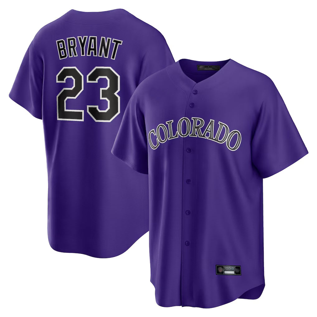 C.Rockies #23 Kris Bryant Player Purple Game Home Jdoa Stitched Jerseys