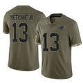 C.Panthers #13 John Metchie III Player Olive Salute to Service Game Jdoa Stitched Jerseys
