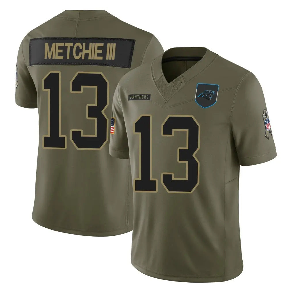 C.Panthers #13 John Metchie III Player Olive 2025 Salute to Service Limited Game Jdoa Stitched Jerseys
