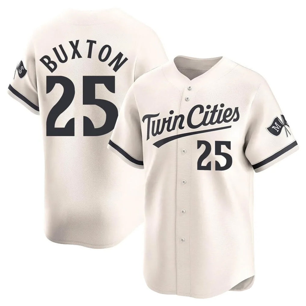 M.Twins #25 Byron Buxton Player Cream Home Limited Jdoa Stitched Jerseys