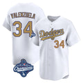 LA.Dodgers #34 Fernando Valenzuela Player Gold World Series Meet Collection Limited Home Jdoa Stitched Jerseys
