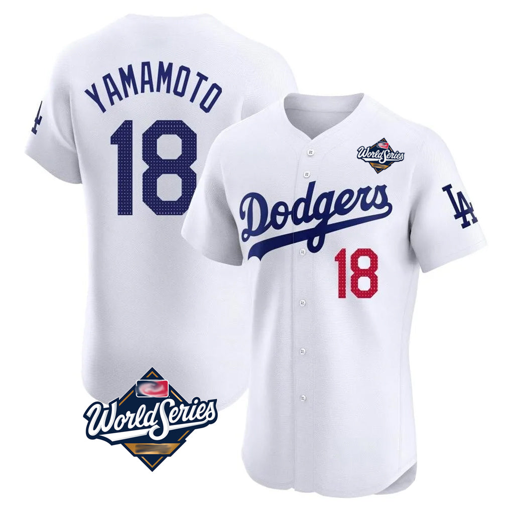 LA.Dodgers #18 Yoshinobu Yamamoto Player White World Series Limited Elite Home Jdoa Stitched Jerseys