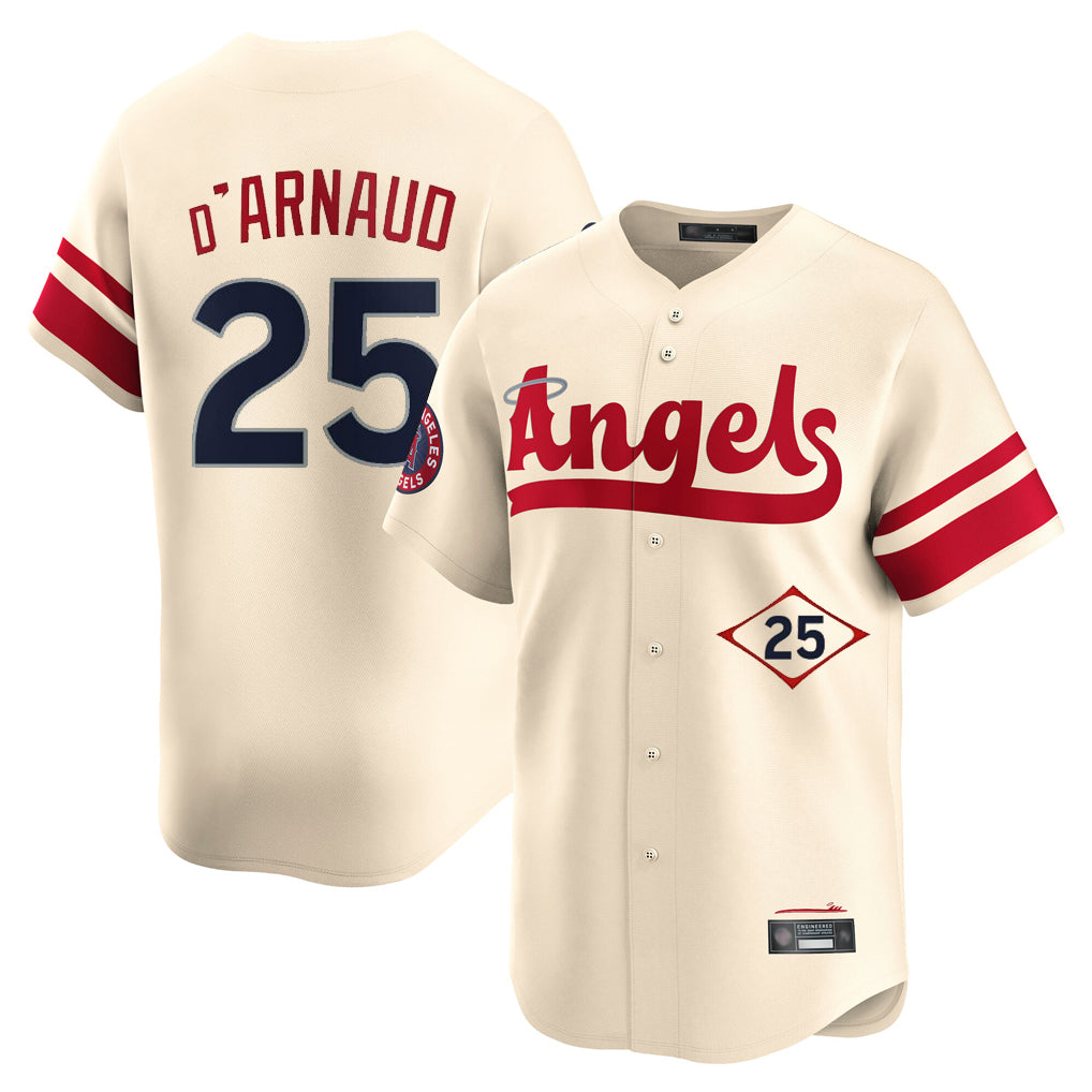 LA.Angels #25 Travis d'Arnaud Player Cream City Connect Limited Home Jdoa Stitched Jerseys