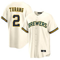 M.Brewers #2 Brice Turang Player Cream Home Game Jdoa Stitched Jerseys