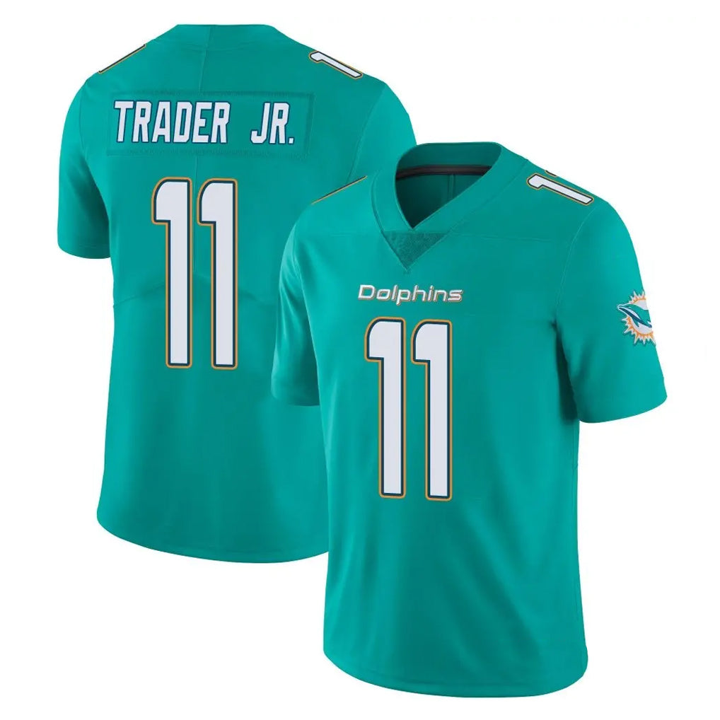 M.Dolphins #11 Dante Trader Jr. Player Aqua Limited Vapor Untouchable Home Game Jdoa Stitched Jerseys