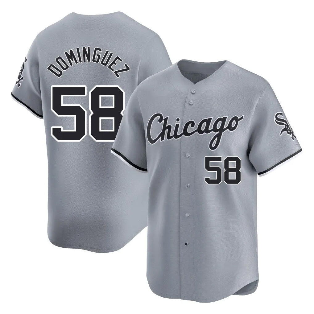 C.White Sox #58 Seranthony Dom¨ªnguez Player Gray Road Limited Home Jdoa Stitched Jerseys