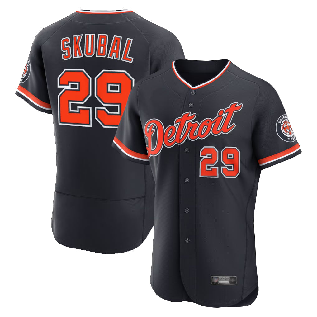 D.Tigers #29 Tarik Skubal Player Navy Limited Elite Home Game Jdoa Stitched Jerseys